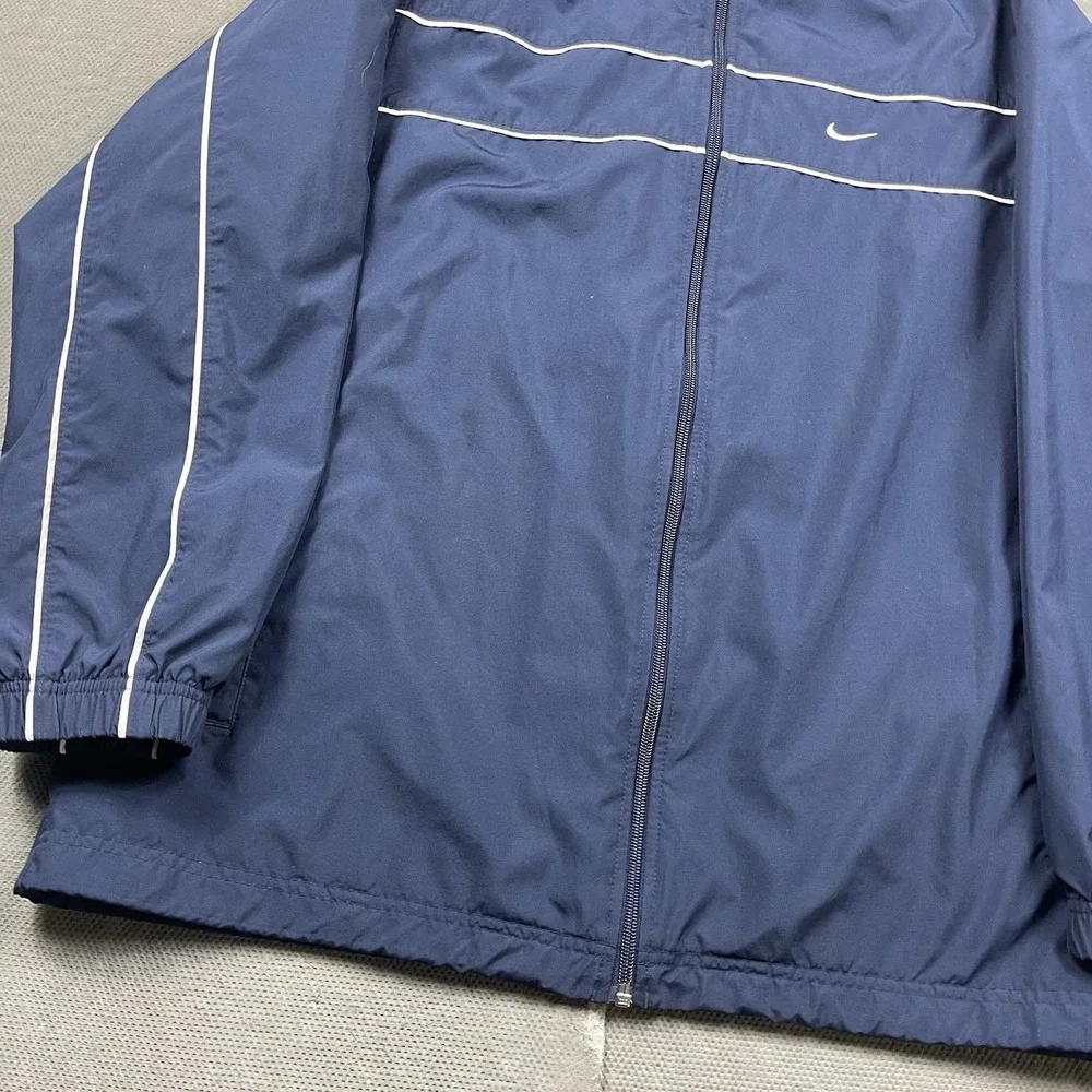 Vintage Nike Jacket Mens XL 90s Lined Mesh Blue Windbreaker Track Y2K Silver Tag